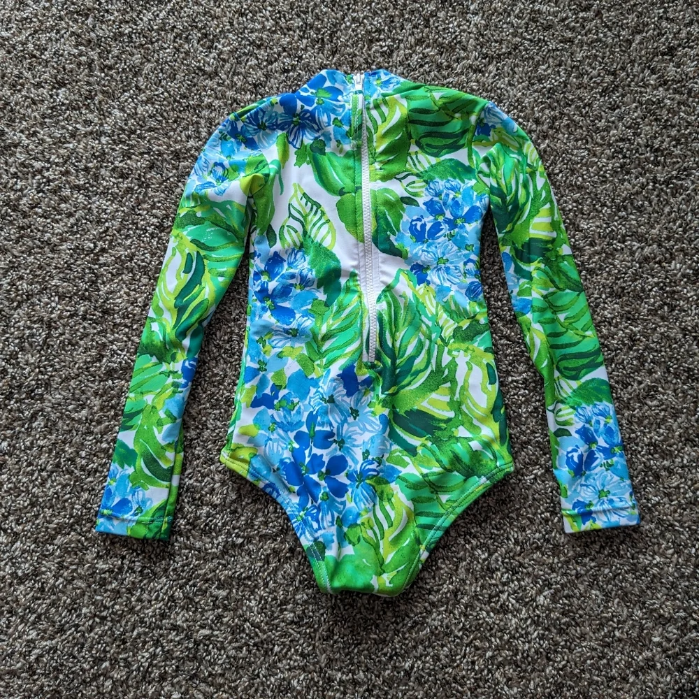 MOTT 50 Mini Kelly Girls Long Sleeve One Piece Swimsuit Toddler Size 2T UPF 50+